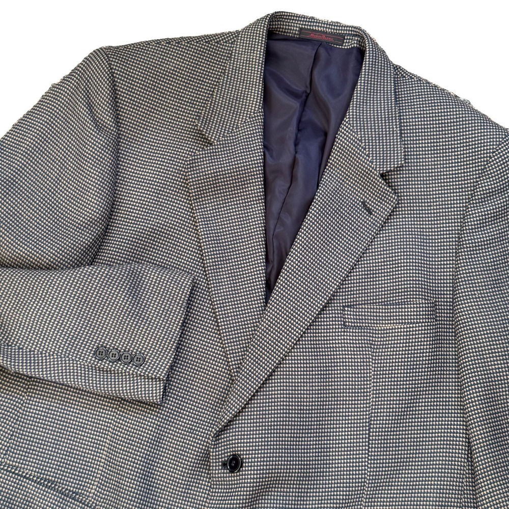 Alexander Lloyd Sport Coat Mens 52R Houndstooth Silk Wool Old Money Vintage Y2K